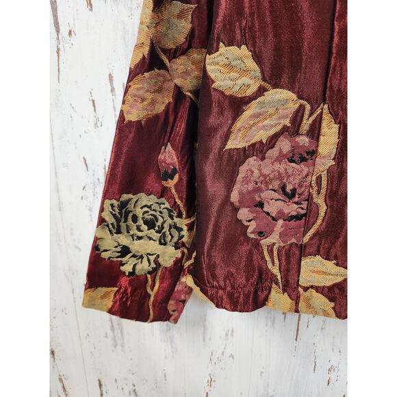 Vtg Coldwater Creek Floral Jacket Womens Small Brocade Tapestry Blazer Roses - Picture 9 of 16